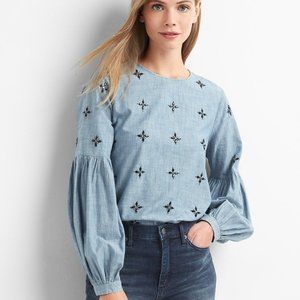 Gap Embellished Chambray Top-Size XS